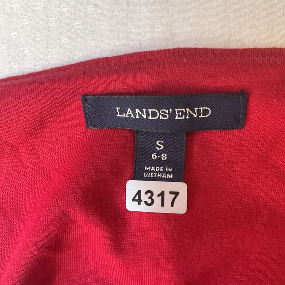 Lands' End Women Midi Dress S (6-8) Red Fit & Flare Sequin Sleeveless Stretch - Picture 2 of 10